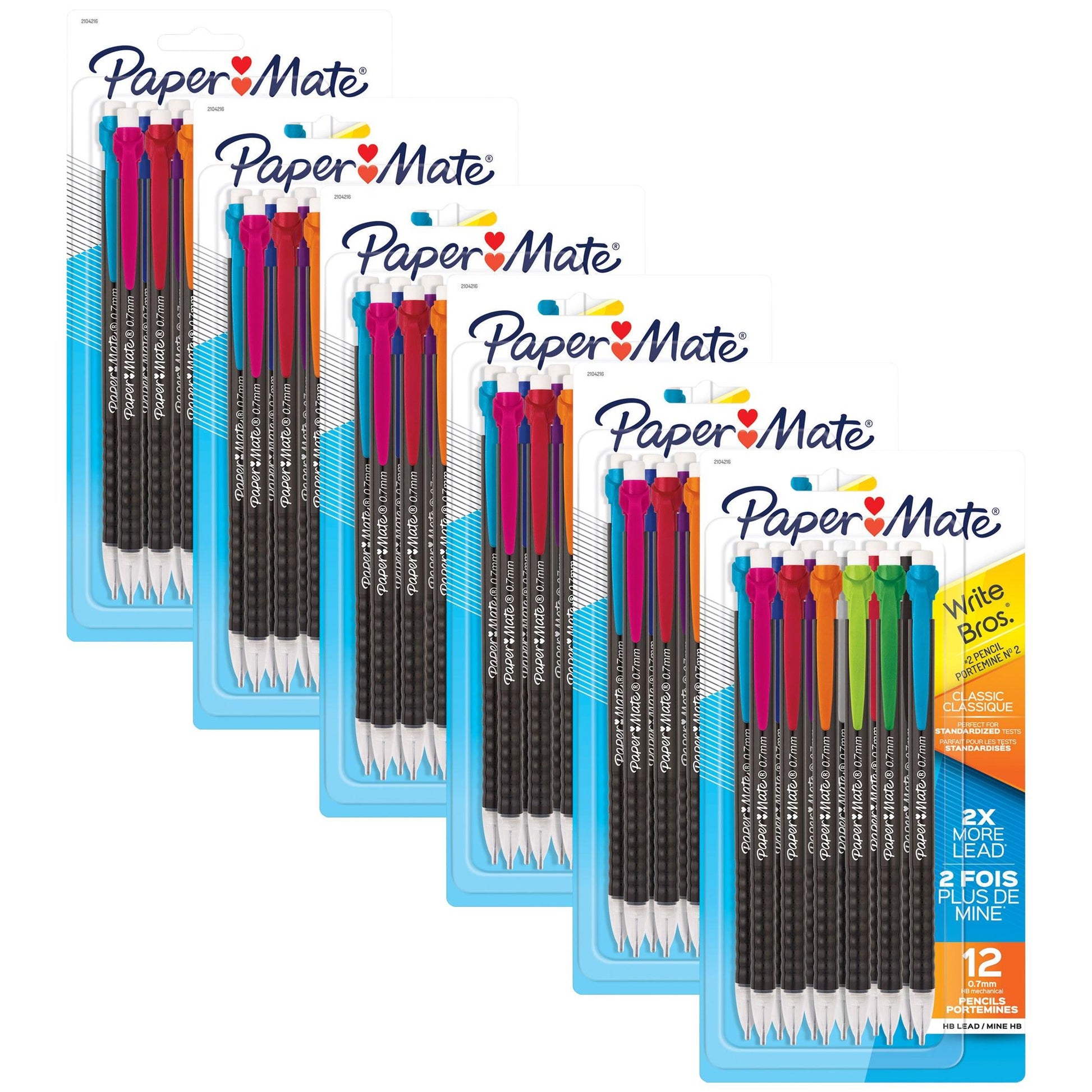 Write Bros® Mechanical Pencil, 0.7mm, Assorted, 12 Per Pack, 6 Packs - Loomini