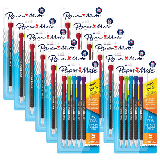 Write Bros® Mechanical Pencil, 0.7mm, Assorted, 5 Per Pack, 12 Packs - Loomini