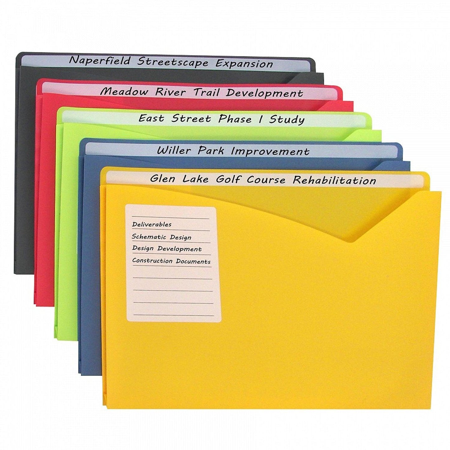 Write-On Poly File Jackets, Assorted Colors, 11" x 8.5", Box of 25 - Loomini