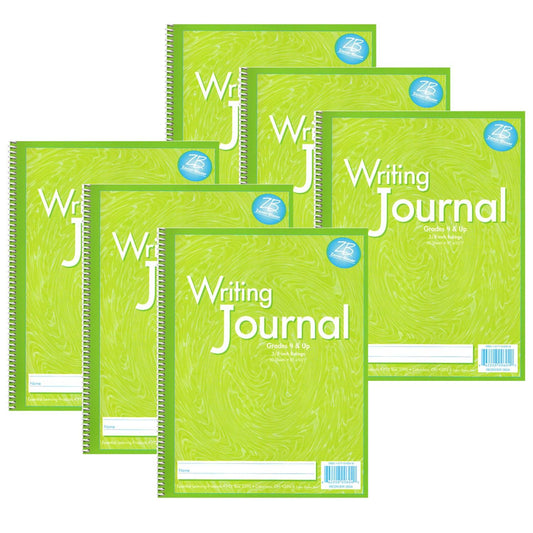 Writing Journal, Liquid Color, 3/8" Ruling, Grades 4+, Pack of 6 - Loomini