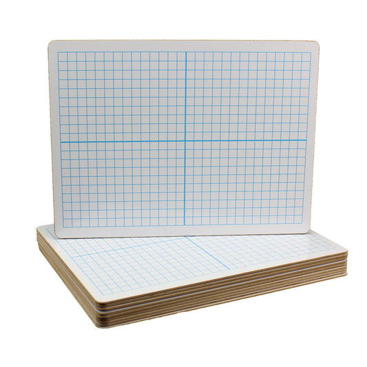 X Y Axis Dry Erase Board, Dual Sided, 9"W x 12"L, Pack of 12 - Loomini