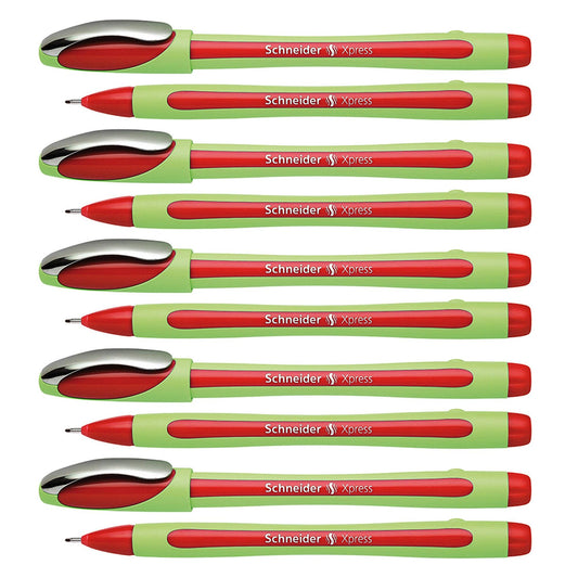 Xpress Fineliner Pen, Fiber Tip, 0.8 mm, Red, Pack of 10 - Loomini