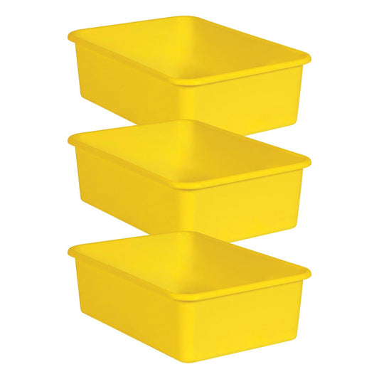 Yellow Large Plastic Storage Bin, Pack of 3 - Loomini