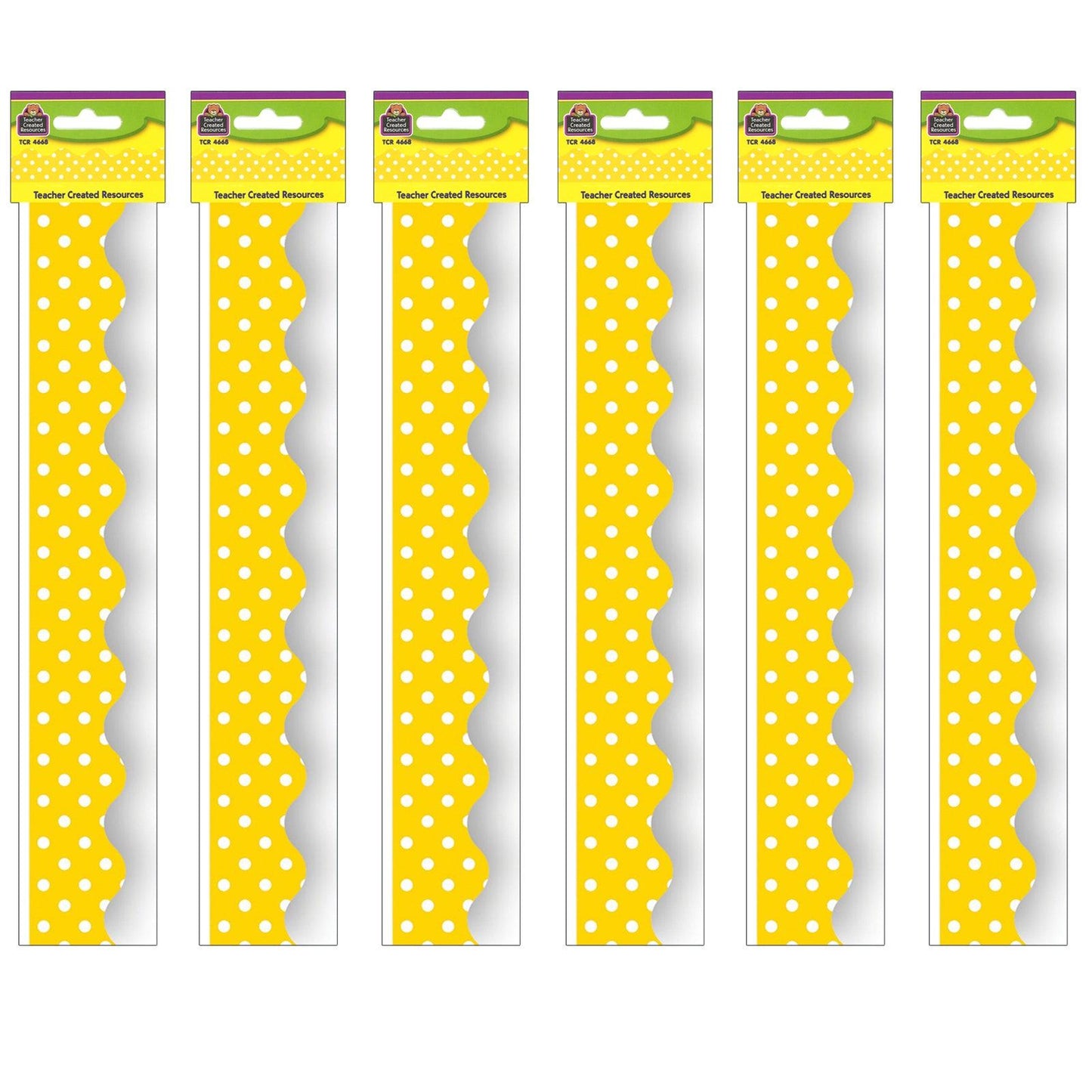 Yellow Mini Polka Dots Border Trim, 35 Feet Per Pack, 6 Packs - Loomini