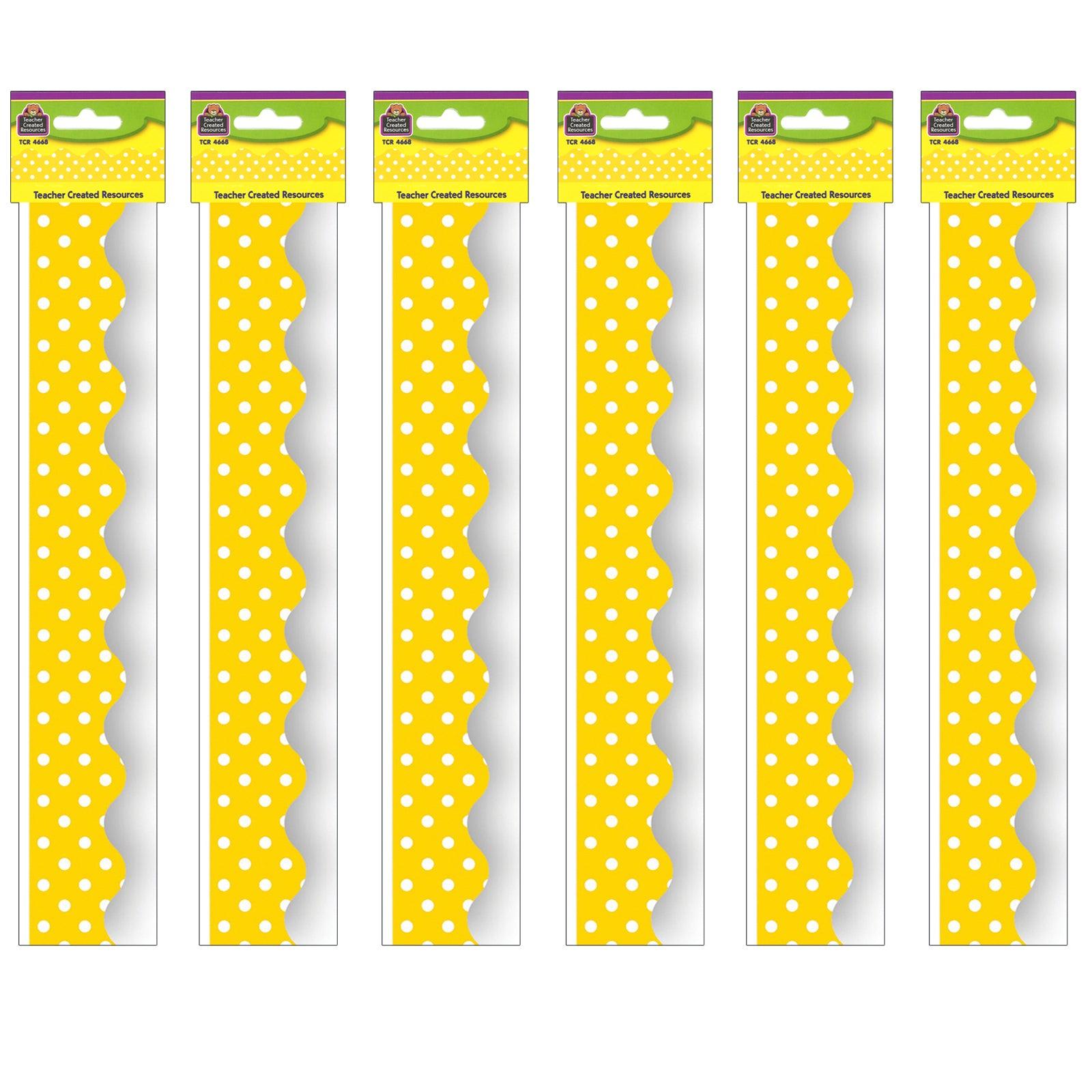 Yellow Mini Polka Dots Border Trim, 35 Feet Per Pack, 6 Packs - Loomini